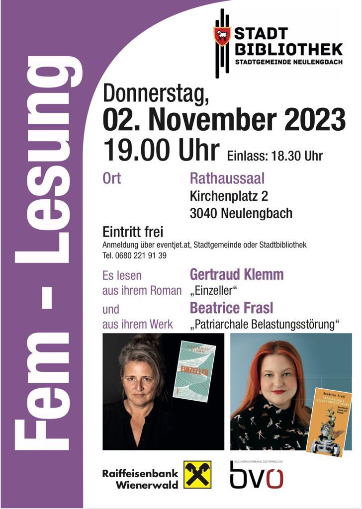 Plakat zur Lesung Klemm/Frasl